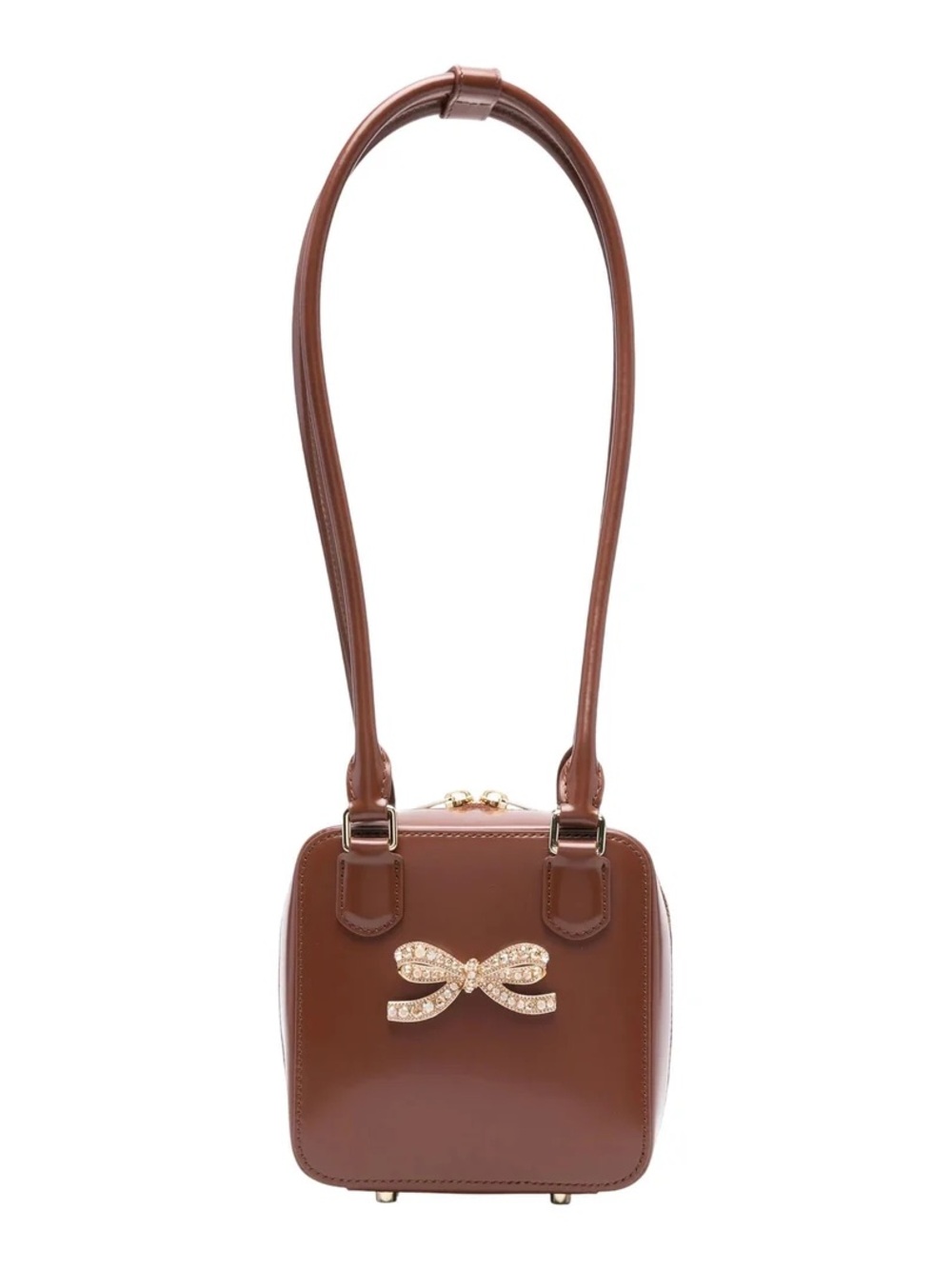 Self-Portrait Chocolate Brown Jeweled Bow Shoulder Bag